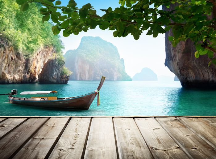 bigstock-Adaman-sea-and-wooden-boat-in--46625953