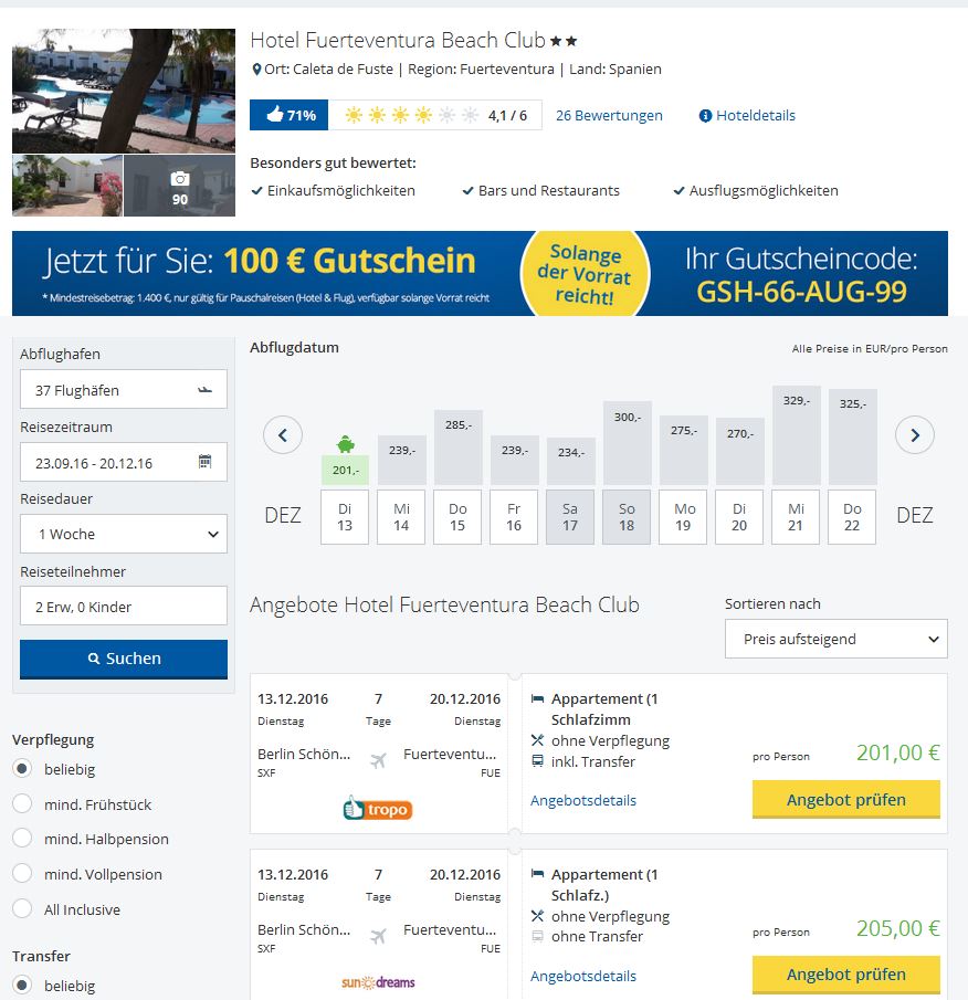 Fuerteventura Beach Club Angebot
