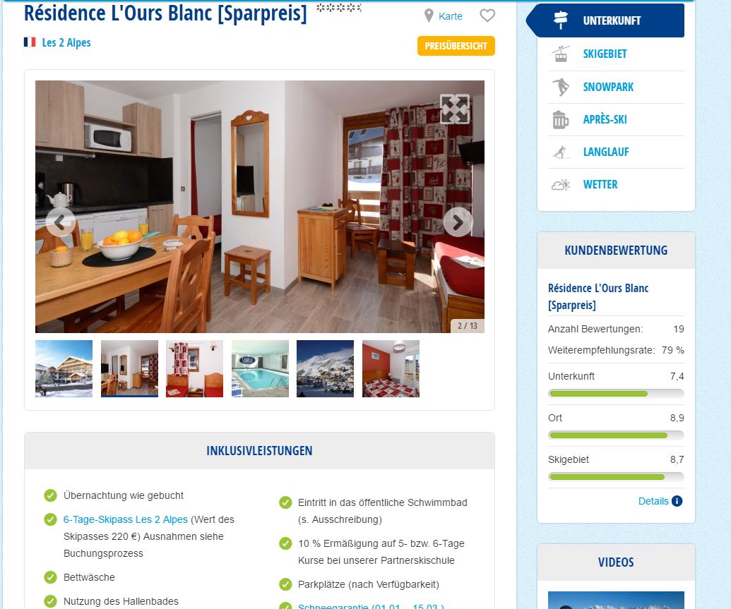 Residence L Ours Blanc Ski Urlaub in Frankreich