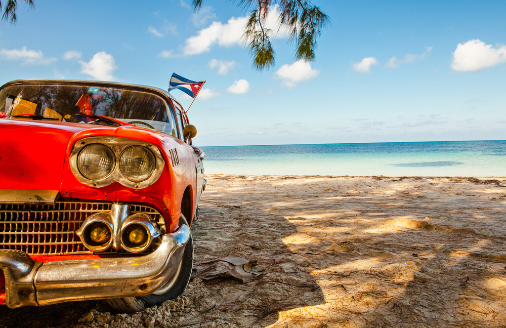 American,Classic,Car,On,The,Beach,Cayo,Jutias,,Province,Pinar