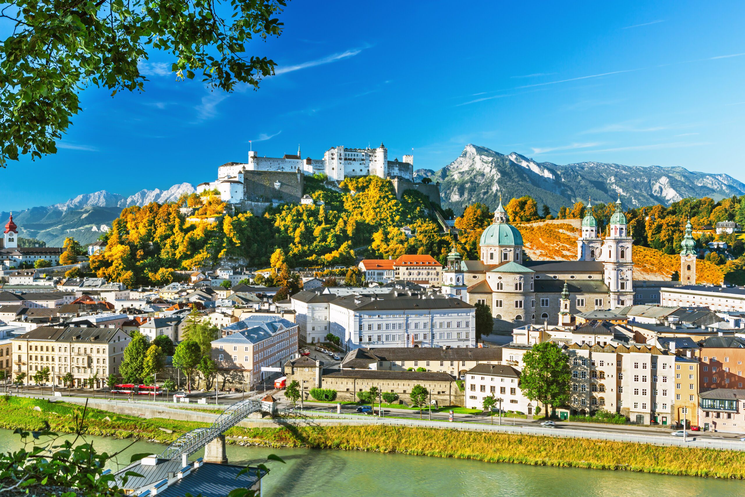 Beautiful,Scenic,View,On,Salzburg,Skyline,With,Festung,Hohensalzburg,In