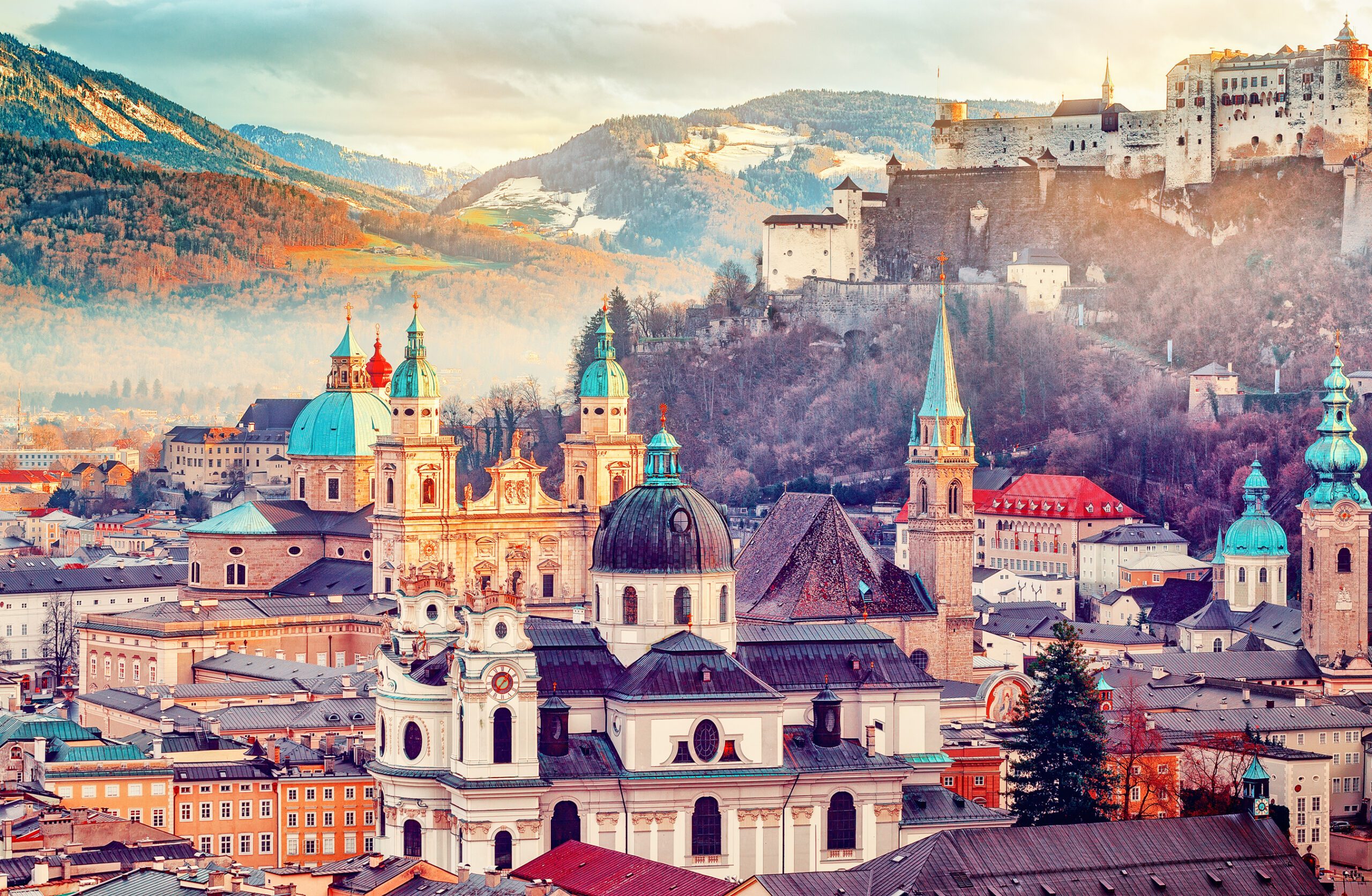 Salzburg,,Austria,,Europe.,City,In,Alps,Of,Mozart,Birth.,Panoramic